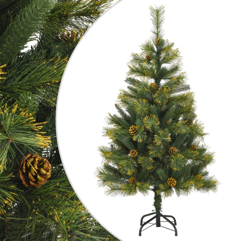 Load image into Gallery viewer, Vidaxl kunstkerstboom met scharnieren en dennenappels 120 cm