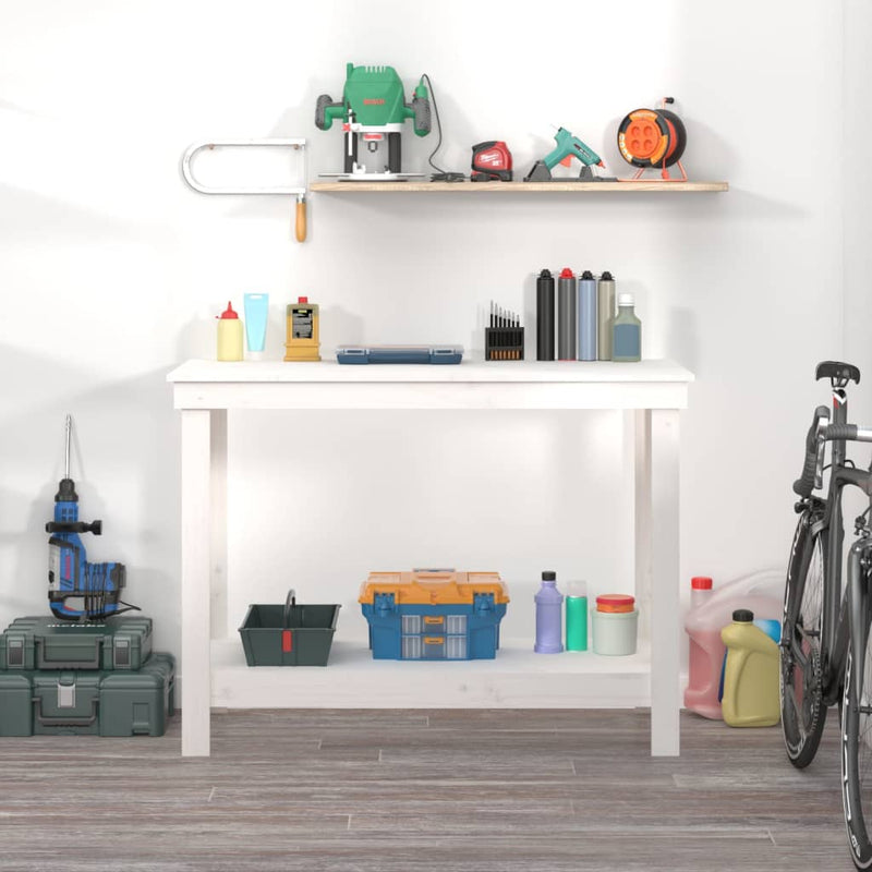 Load image into Gallery viewer, Vidaxl werkbank 110x50x80 cm massief grenenhout wit