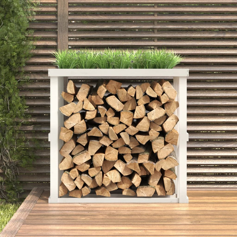 Afbeelding laden in galerijviewer, Vidaxl houtblokhouder 108x52x106 cm massief grenenhout wit