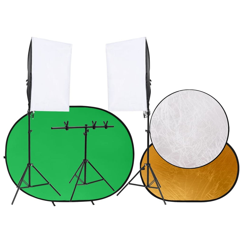 Load image into Gallery viewer, Vidaxl fotostudioset met lichtset, achtergrondscherm en reflector