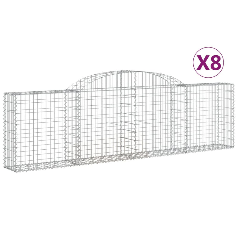 Load image into Gallery viewer, VidaXL Schanskorven 8 st gewelfd 300x30x80 100 cm gegalvaniseerd ijzer