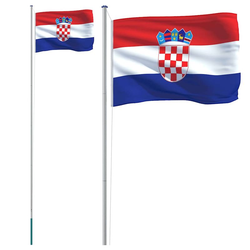 Afbeelding laden in galerijviewer, Vidaxl vlag met vlaggenmast kroatië 6,08 m aluminium