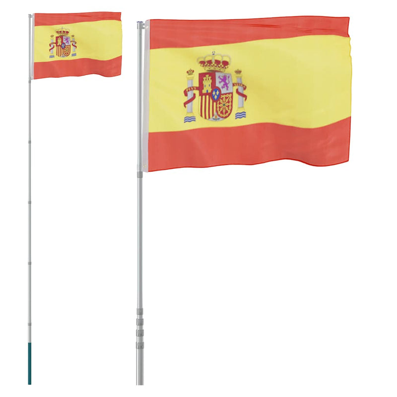 Load image into Gallery viewer, VidaXL Vlag met vlaggenmast Spanje 5,55 m aluminium
