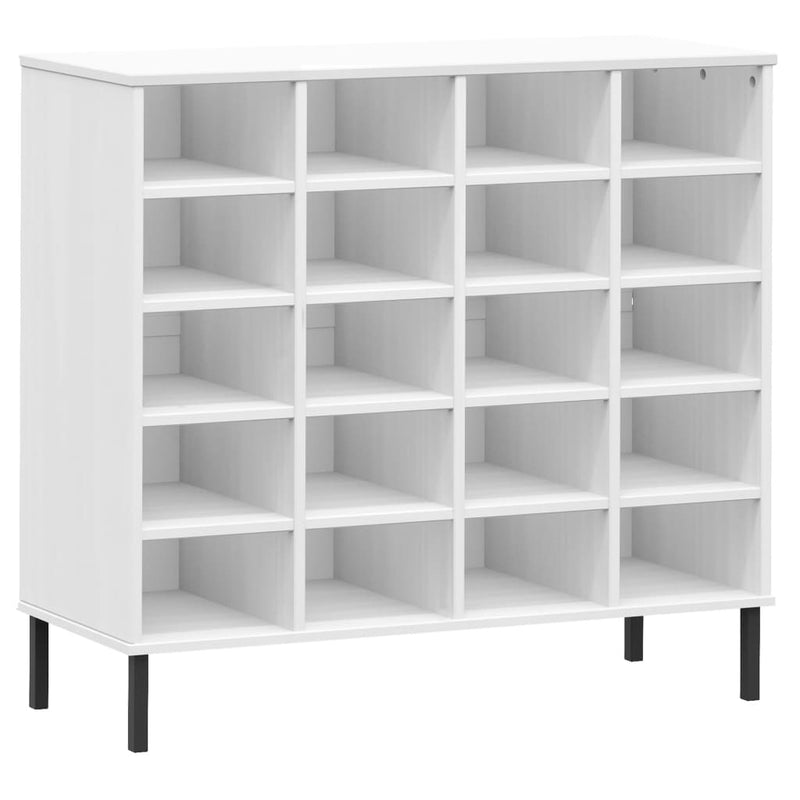 Load image into Gallery viewer, Vidaxl schoenenrek met metalen poten oslo 95x35x86 cm grenenhout wit