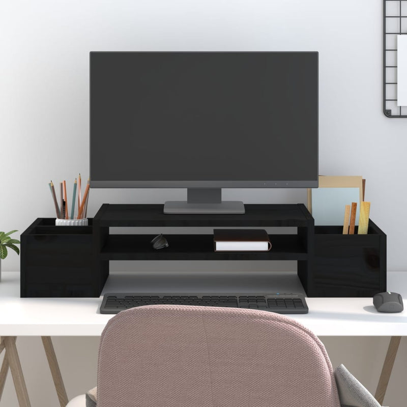 Afbeelding laden in galerijviewer, Vidaxl monitorstandaard 70x27,5x15 cm massief grenenhout zwart