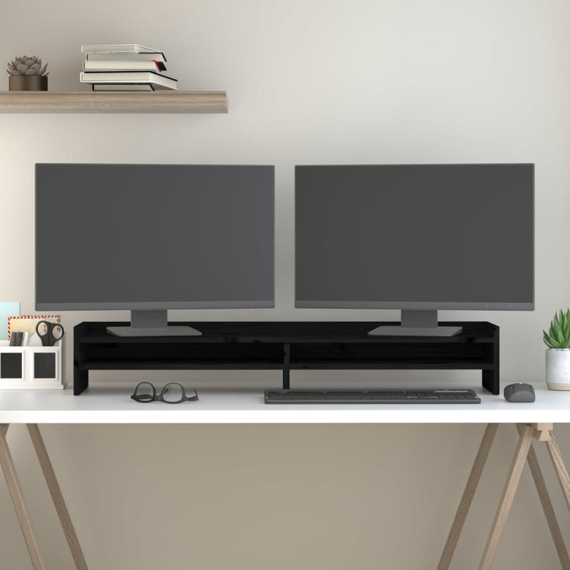 Load image into Gallery viewer, Vidaxl monitorstandaard 100x24x16 cm massief grenenhout zwart