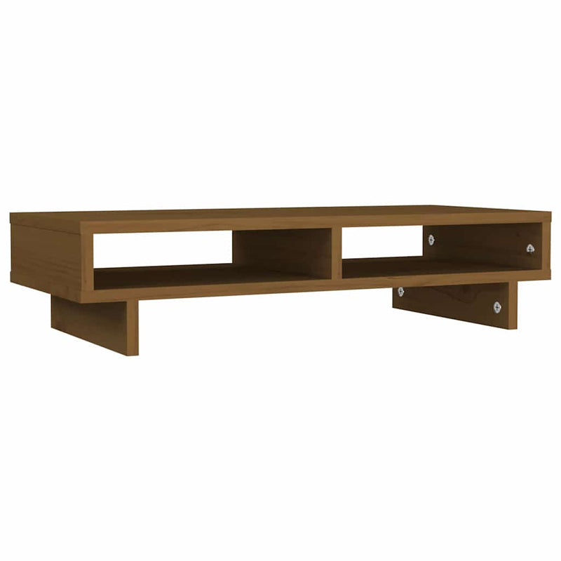 Afbeelding laden in galerijviewer, Vidaxl monitorstandaard 60x27x14 cm massief grenenhout honingbruin