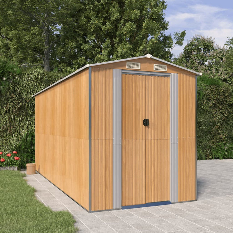 Load image into Gallery viewer, VidaXL Tuinschuur 192x440x223 cm gegalvaniseerd staal lichtbruin