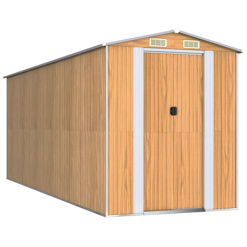 Load image into Gallery viewer, VidaXL Tuinschuur 192x523x223 cm gegalvaniseerd staal lichtbruin