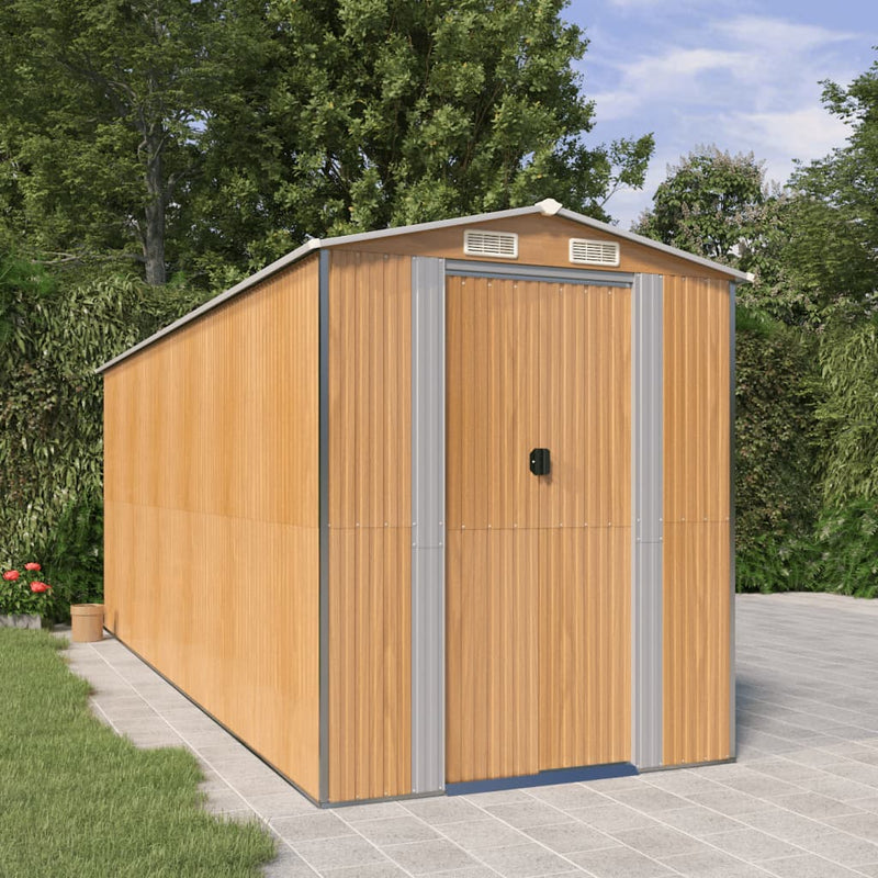 Load image into Gallery viewer, VidaXL Tuinschuur 192x523x223 cm gegalvaniseerd staal lichtbruin