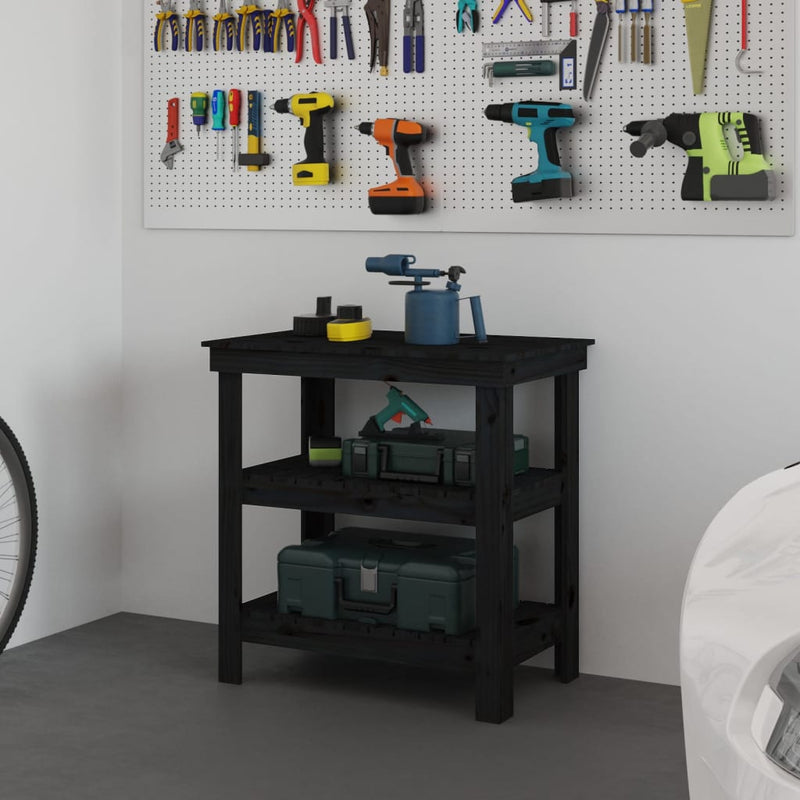 Load image into Gallery viewer, Vidaxl werkbank 78,5x50x80 cm massief grenenhout zwart