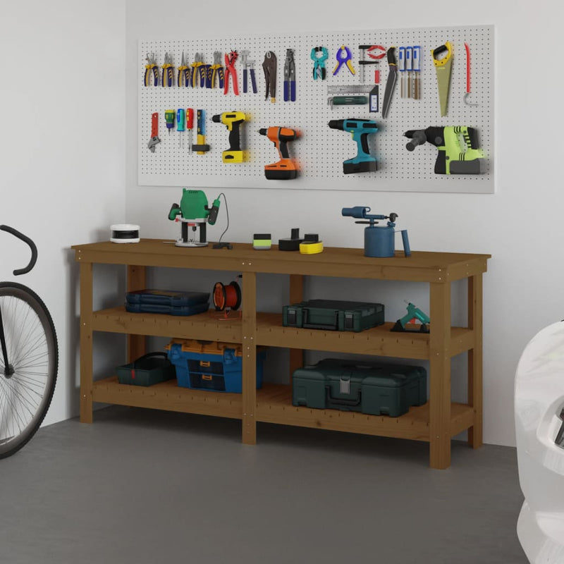 Load image into Gallery viewer, Vidaxl werkbank 181x50x80 cm massief grenenhout honingbruin