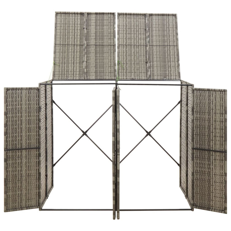 Load image into Gallery viewer, Vidaxl containerberging dubbel 140x80x117 cm poly rattan grijs