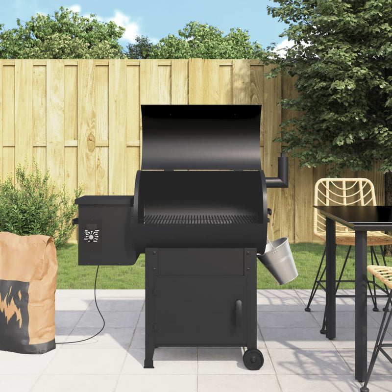 Load image into Gallery viewer, VidaXL Pelletbarbecue met schoorsteen 104 cm ijzer zwart