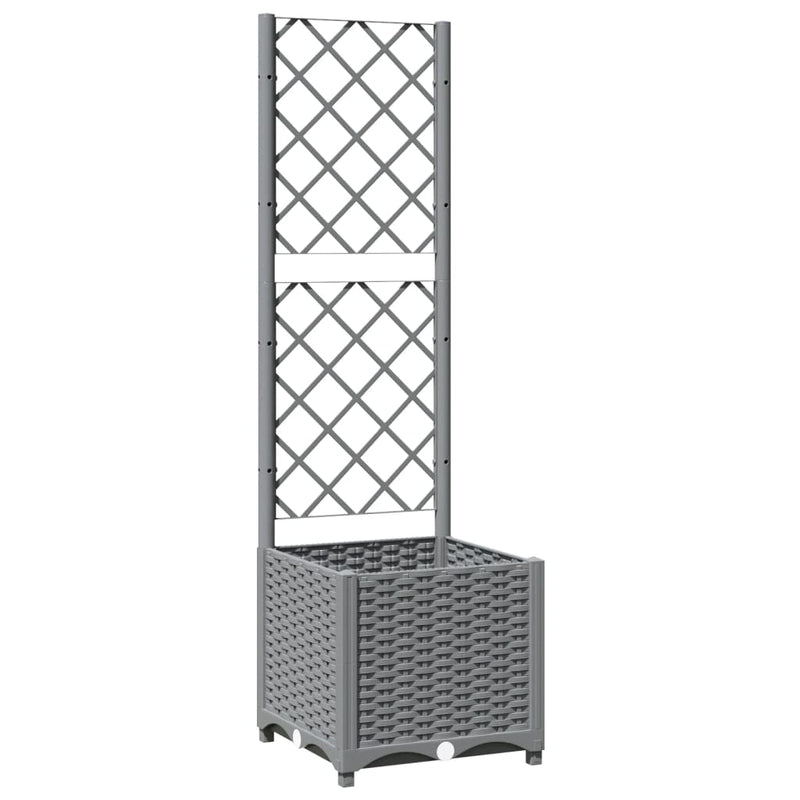 Load image into Gallery viewer, Vidaxl plantenbak met latwerk 40x40x136 cm polypropeen lichtgrijs