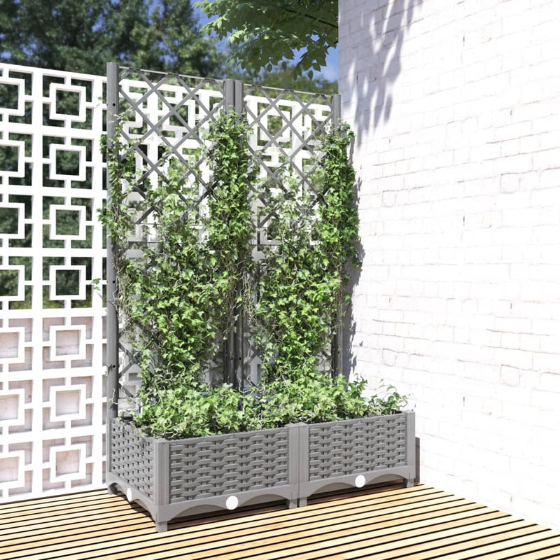 Load image into Gallery viewer, Vidaxl plantenbak met latwerk 80x40x121,5 cm polypropeen lichtgrijs