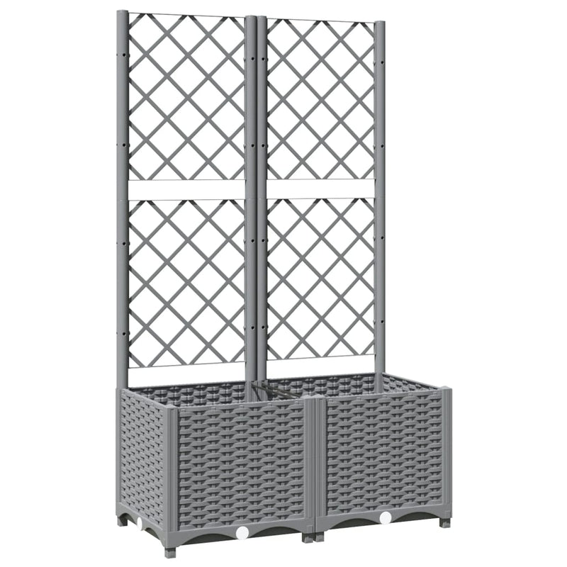 Load image into Gallery viewer, Vidaxl plantenbak met latwerk 80x40x136 cm polypropeen lichtgrijs