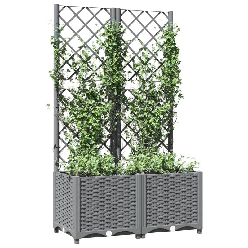 Load image into Gallery viewer, Vidaxl plantenbak met latwerk 80x40x136 cm polypropeen lichtgrijs