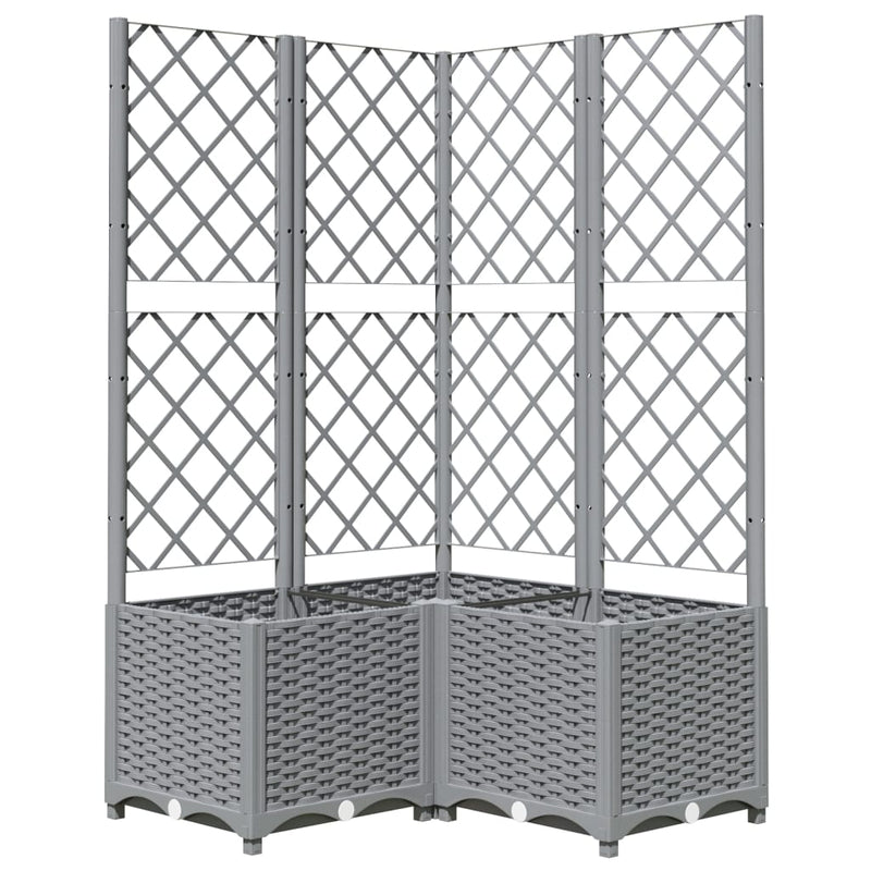 Load image into Gallery viewer, Vidaxl plantenbak met latwerk 80x80x136 cm polypropeen lichtgrijs