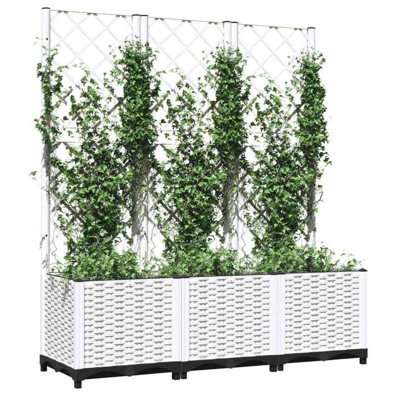 Load image into Gallery viewer, Vidaxl plantenbak met latwerk 120x40x136 cm polypropeen wit
