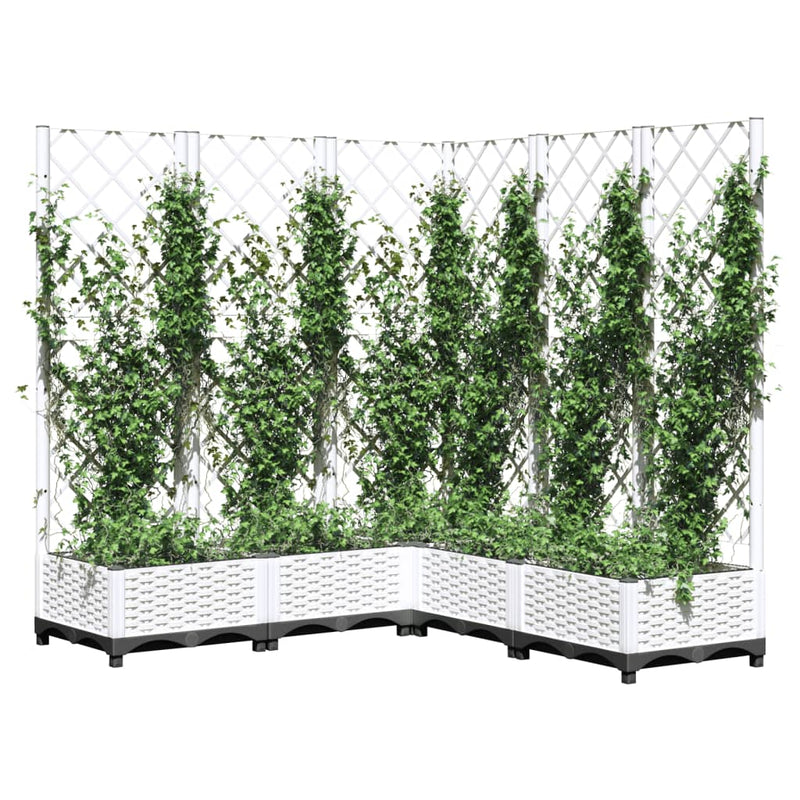Load image into Gallery viewer, Vidaxl plantenbak met latwerk 120x120x121,5 cm polypropeen wit