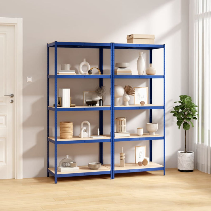 Load image into Gallery viewer, VidaXL Opbergrek 5-laags 2 st staal bewerkt hout blauw