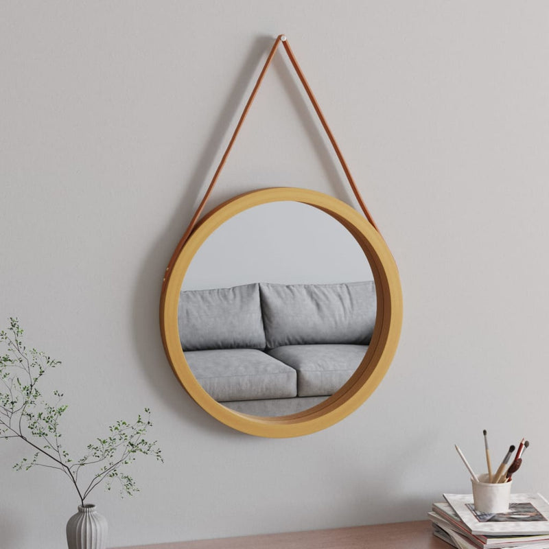 Load image into Gallery viewer, Vidaxl wandspiegel met band ø 55 cm goudkleurig