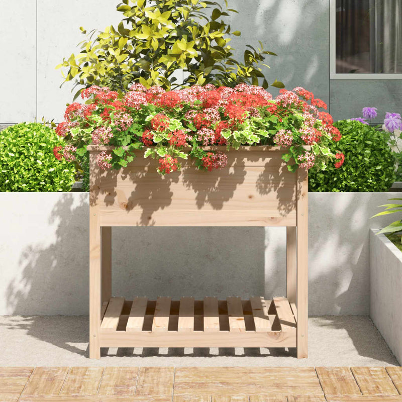 Load image into Gallery viewer, Vidaxl plantenbak met schap 82,5x82,5x81 cm massief grenenhout