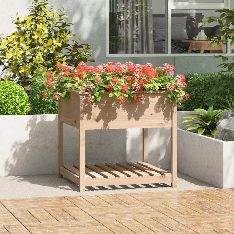 Load image into Gallery viewer, Vidaxl plantenbak met schap 82,5x82,5x81 cm massief grenenhout
