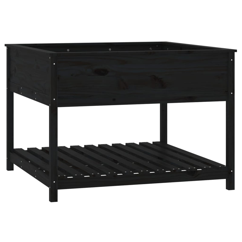 Load image into Gallery viewer, Vidaxl plantenbak met schap 111,5x111,5x81 cm massief grenenhout zwart