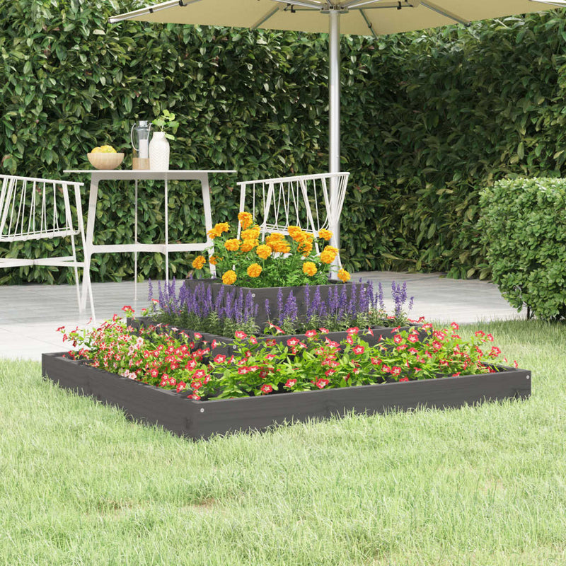 Load image into Gallery viewer, Vidaxl plantenbak 80x80x27 cm massief grenenhout grijs