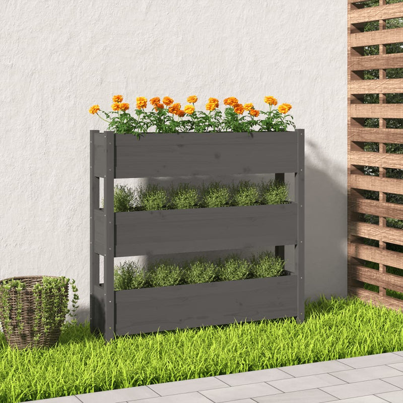 Load image into Gallery viewer, Vidaxl plantenbak 112x25x104,5 cm massief grenenhout grijs