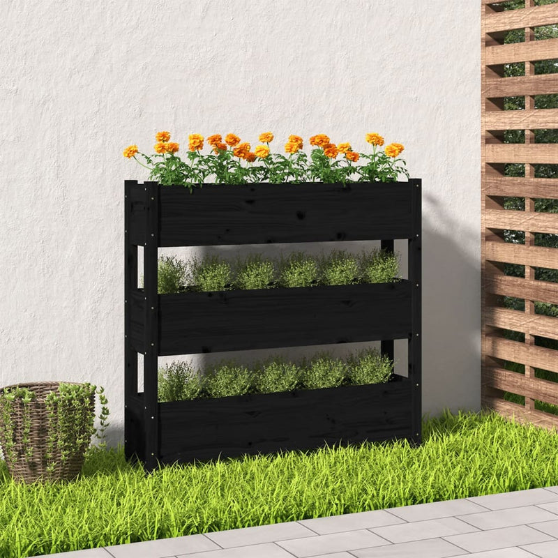 Load image into Gallery viewer, Vidaxl plantenbak 112x25x104,5 cm massief grenenhout zwart