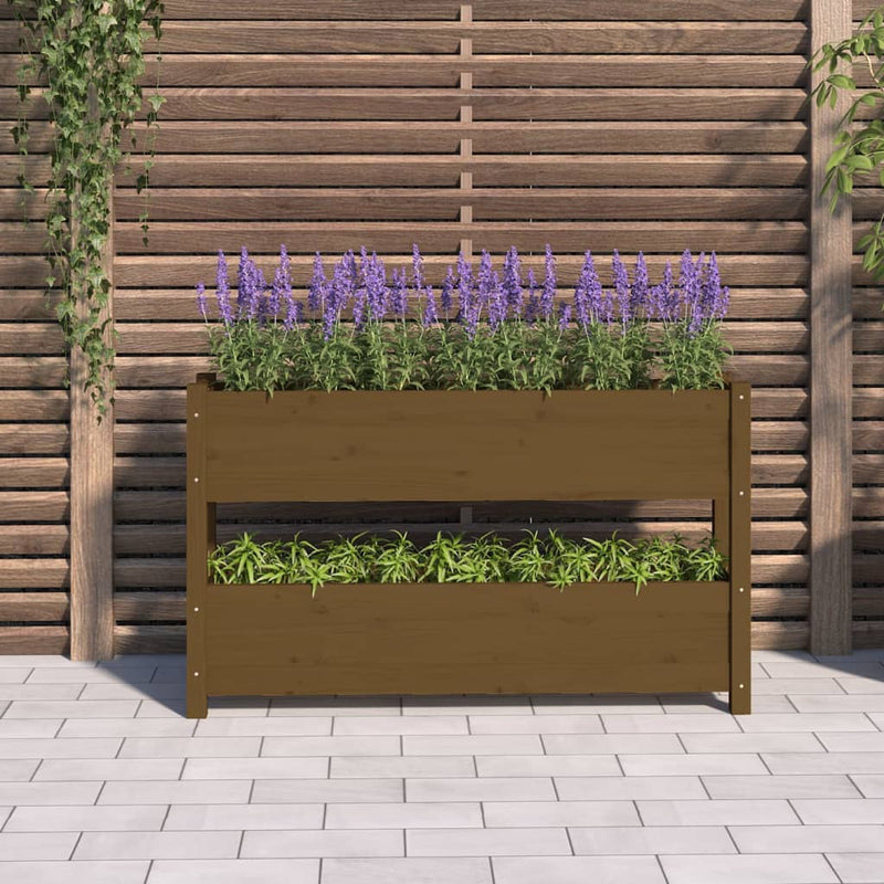 Load image into Gallery viewer, Vidaxl plantenbak 112x25x66 cm massief grenenhout honingbruin