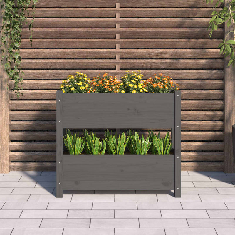 Load image into Gallery viewer, Vidaxl plantenbak 77x25x66 cm massief grenenhout grijs