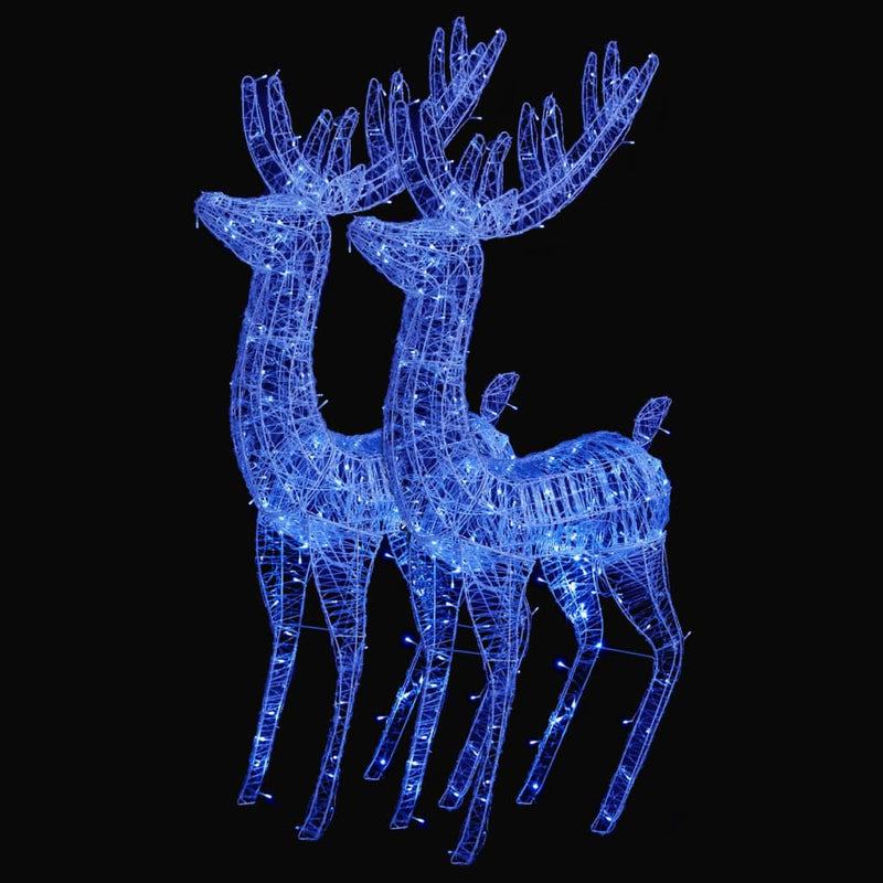 Load image into Gallery viewer, VidaXL Kerstdecoratie rendier XXL 2 st 250 LED's blauw 180 cm acryl