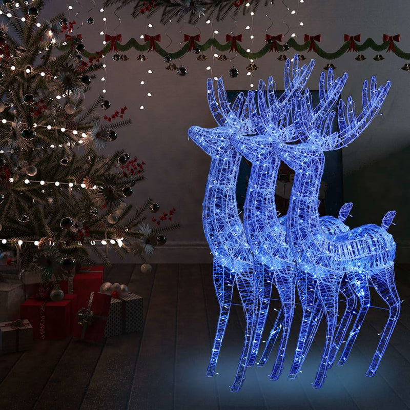 Load image into Gallery viewer, VidaXL Kerstdecoratie rendier XXL 3 st 250 LED's blauw 180 cm acryl
