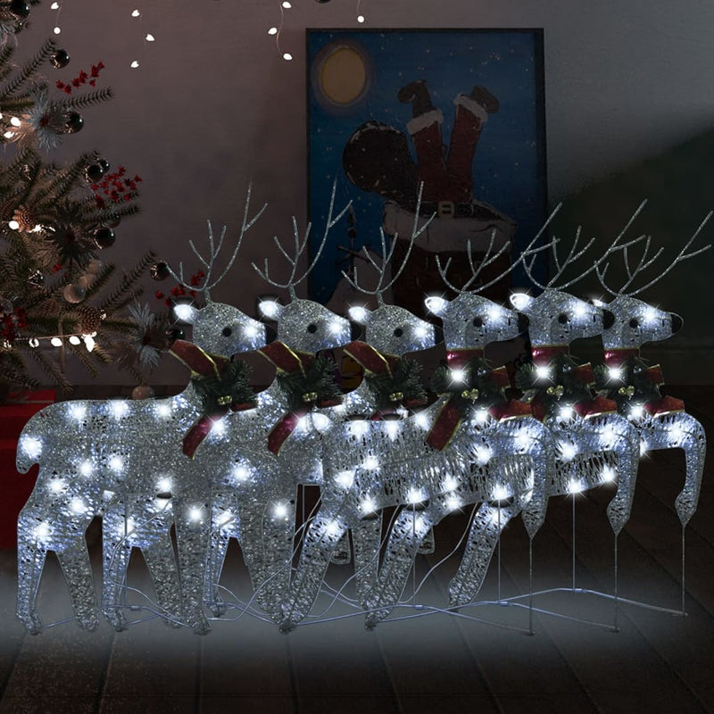 Load image into Gallery viewer, VidaXL Kerstrendieren 6 st 120 LED's zilver