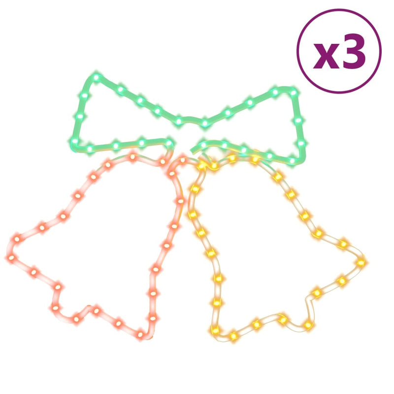 Afbeelding laden in galerijviewer, Vidaxl kerstfiguren klokken met 72 led's 3 st 50x56 cm