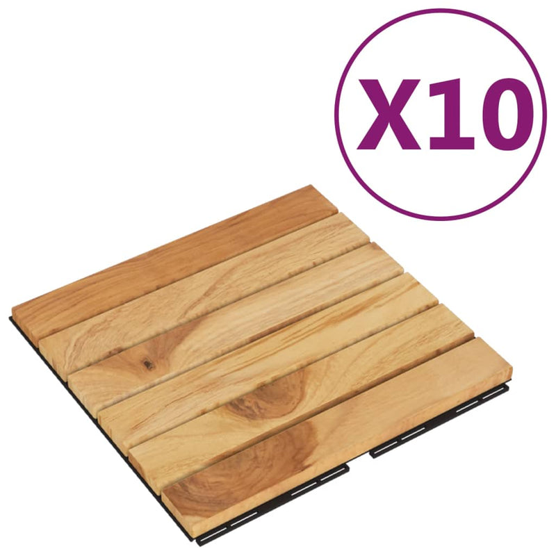 Load image into Gallery viewer, VidaXL Terrastegels 10 st 30x30 cm massief teakhout verticaal patroon