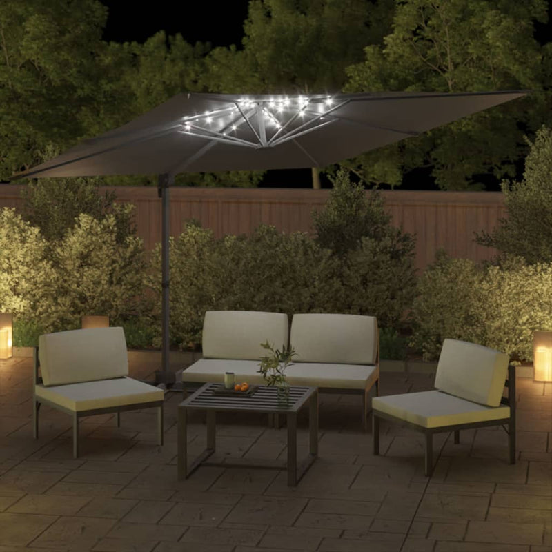 Load image into Gallery viewer, Vidaxl zweefparasol met led-verlichting 400x300 cm antracietkleurig