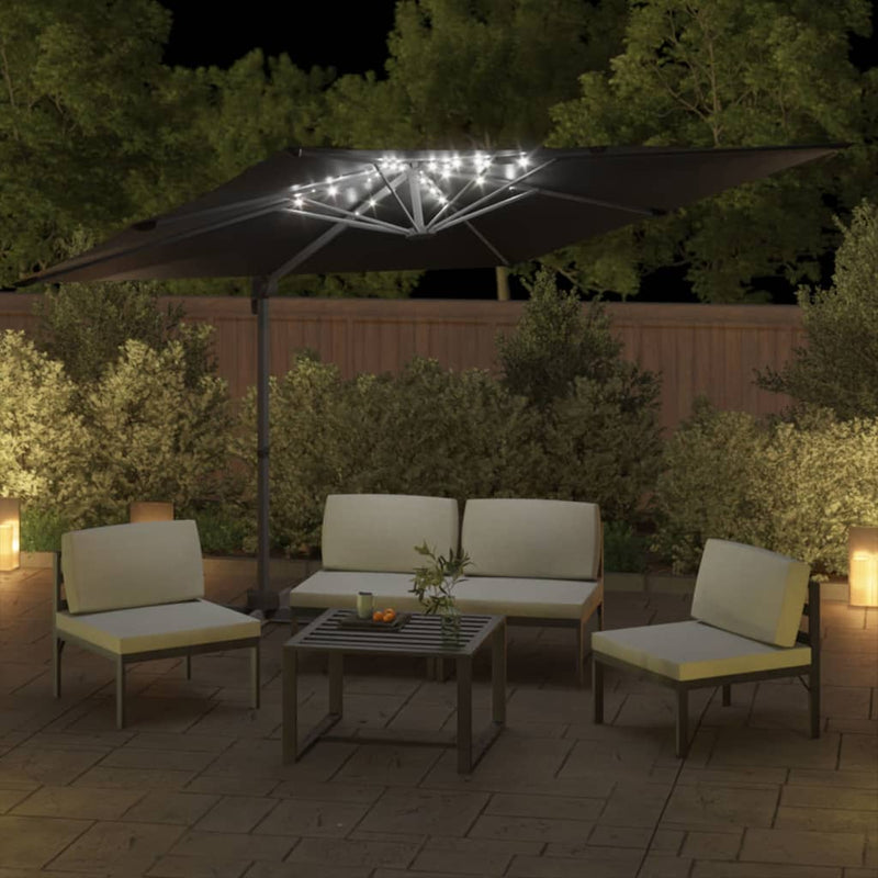 Load image into Gallery viewer, Vidaxl zweefparasol met led-verlichting 400x300 cm zwart