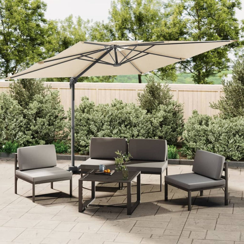Load image into Gallery viewer, Vidaxl zweefparasol met dubbel dak 300x300 cm zandwit