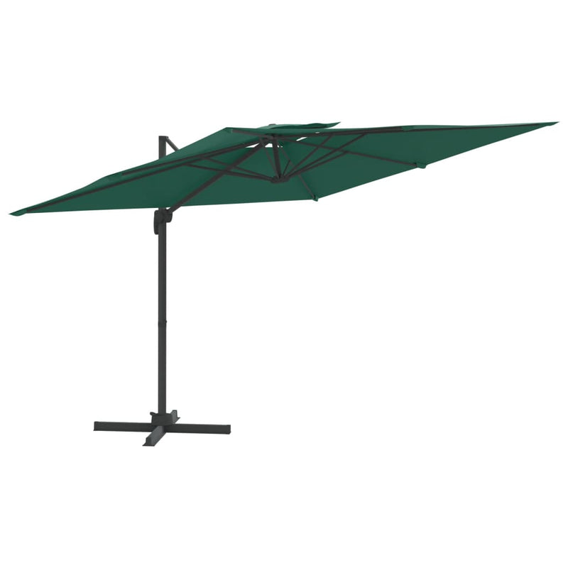 Afbeelding laden in galerijviewer, Vidaxl zweefparasol met dubbele bovenkant 400x300 cm groen