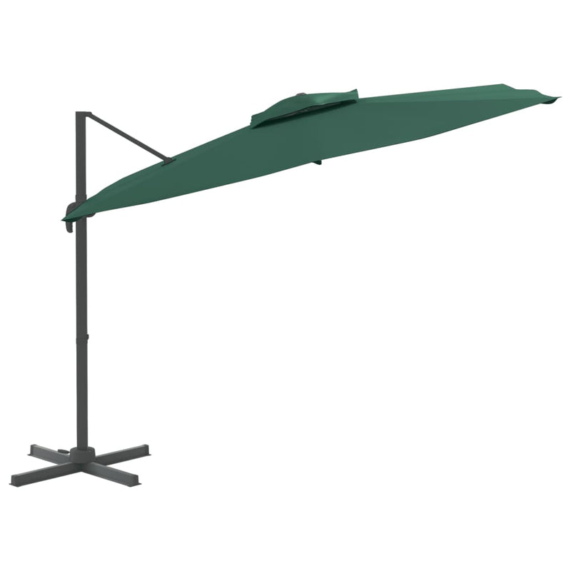 Afbeelding laden in galerijviewer, Vidaxl zweefparasol met dubbele bovenkant 400x300 cm groen