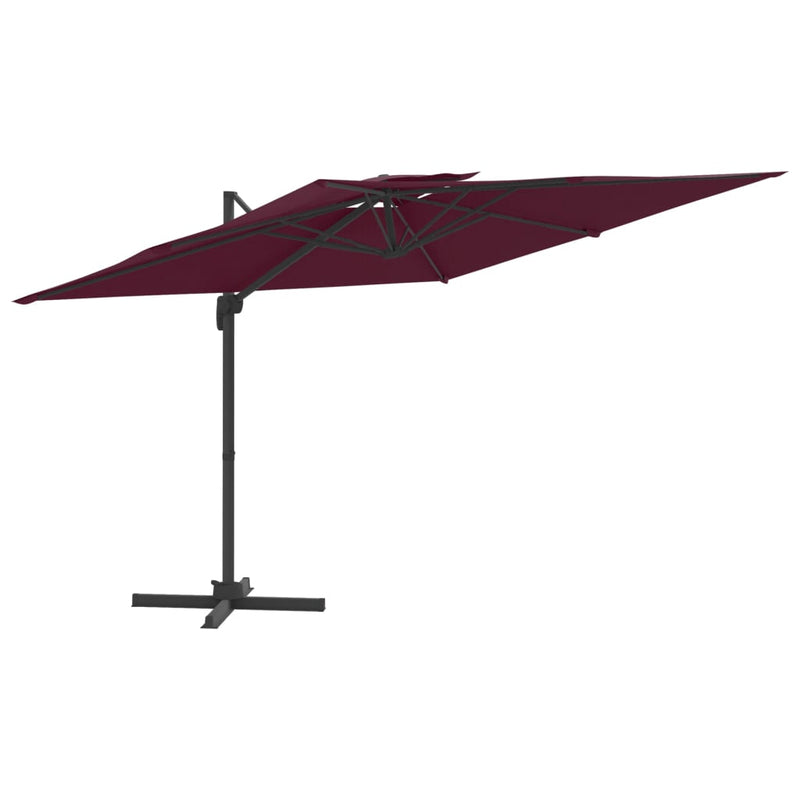 Load image into Gallery viewer, Vidaxl zweefparasol met dubbel dak 400x300 cm bordeauxrood