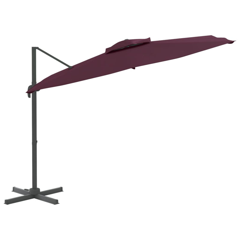 Load image into Gallery viewer, Vidaxl zweefparasol met dubbel dak 400x300 cm bordeauxrood