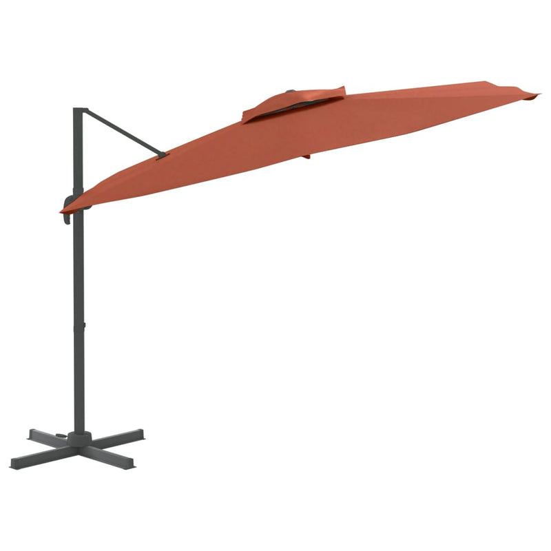 Load image into Gallery viewer, Vidaxl zweefparasol met dubbele bovenkant 300x300 cm terracotta