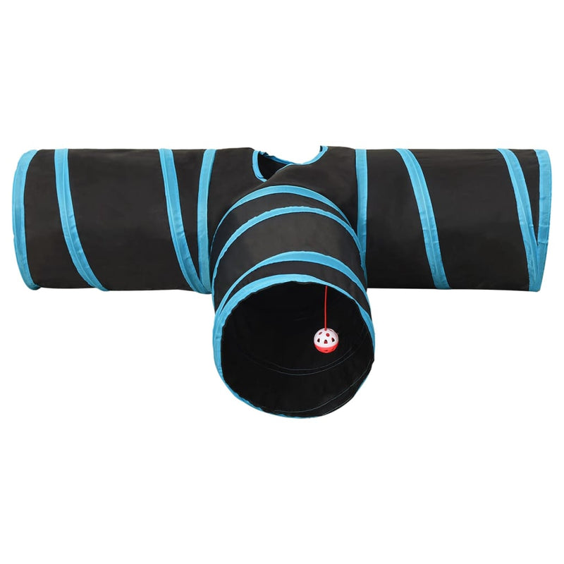Load image into Gallery viewer, VidaXL Kattentunnel 3-voudig 90 cm polyester zwart en blauw