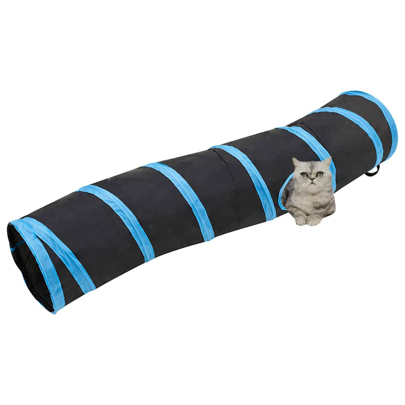 Load image into Gallery viewer, VidaXL Kattentunnel S-vorm 122 cm polyester zwart en blauw